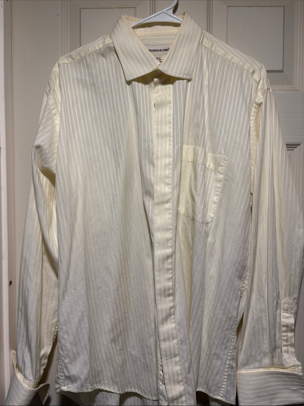 Pronto Uomo Cream Tonal-Striped Cotton Dress Shirt - Men